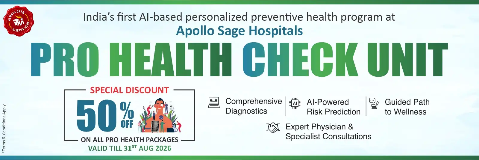 50% Off on Pro Health Check At Apollo Sage Hospital