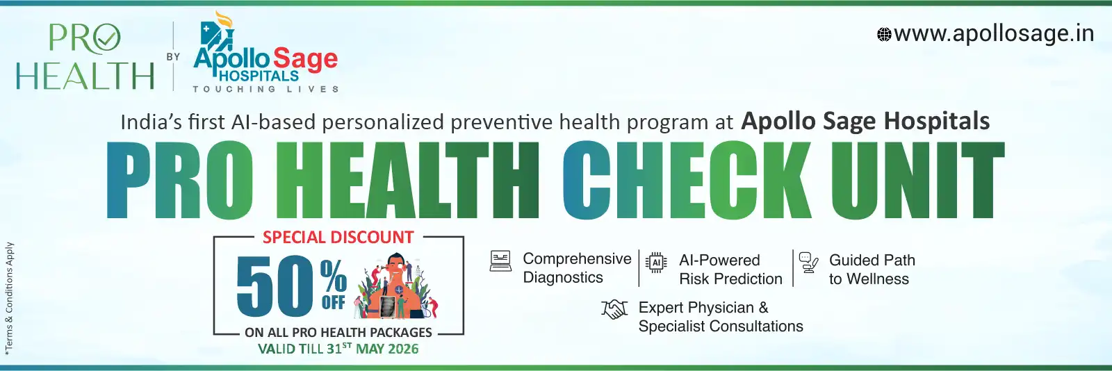 50% Off on Pro Health Check At Apollo Sage Hospital