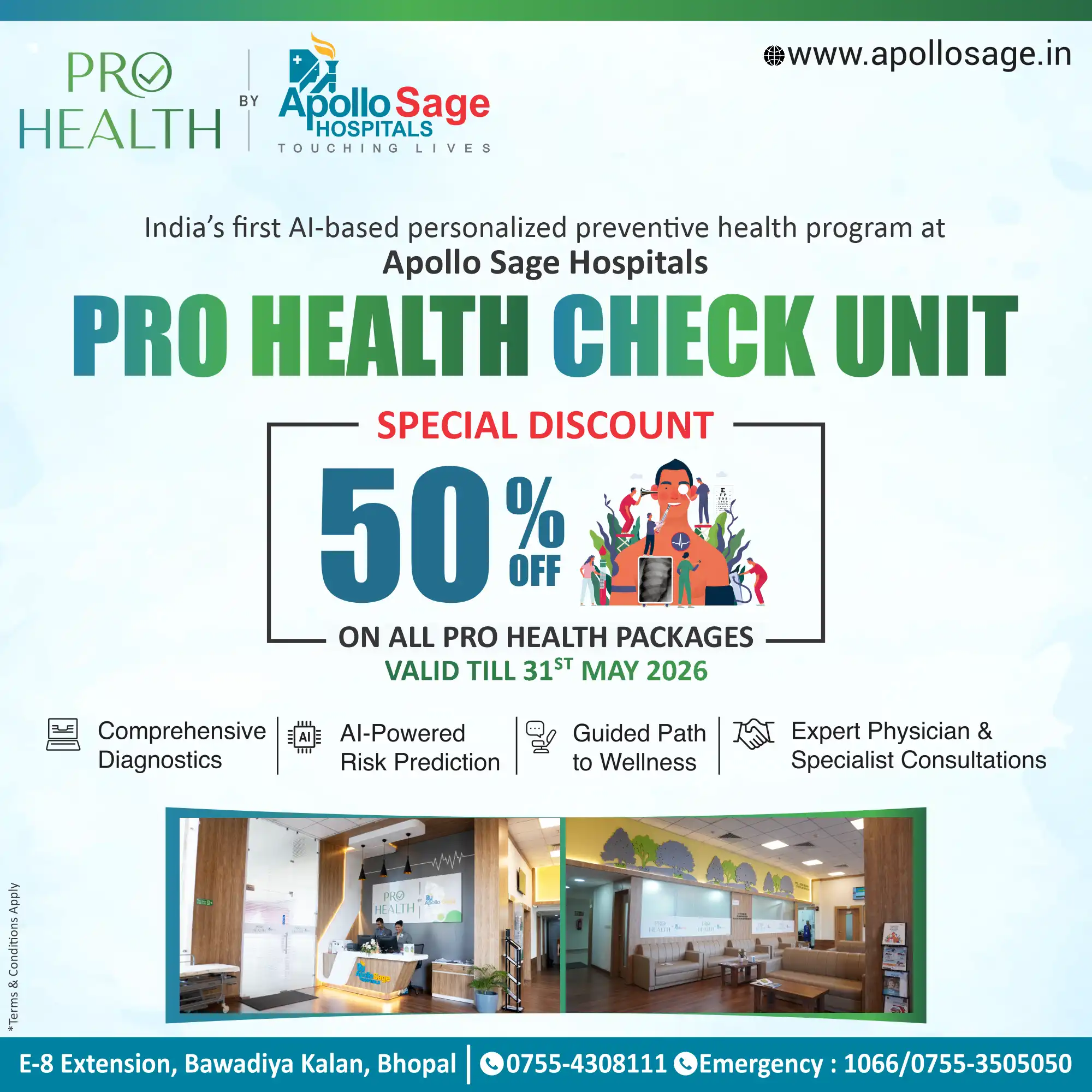 50% Off Pro Health Check at Apollo Sage Hospital